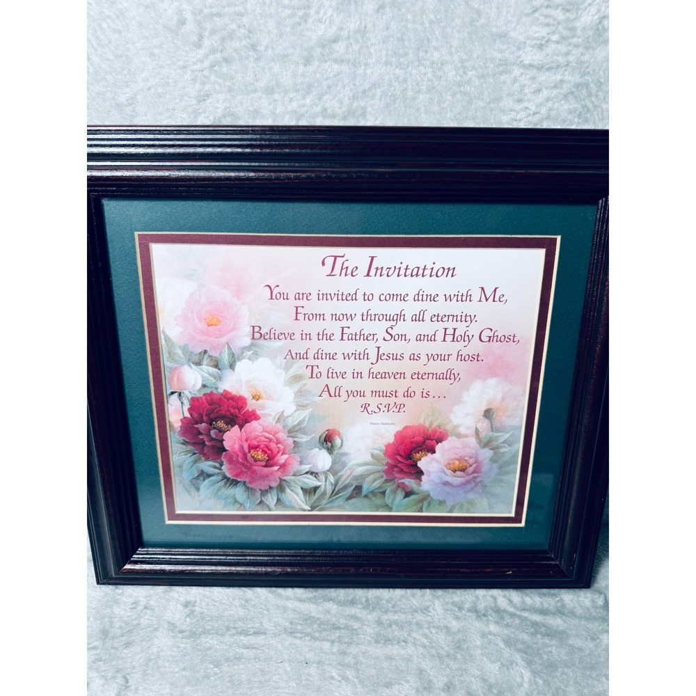 Framed Floral Christian Poem Art Faith "The Invitation" by Diane Hohbein 14x12 - Picture 10 of 13